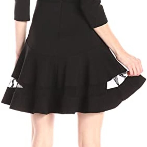 Erin Fetherston 2 Black Tess Dress Fit Flare Sheer - Picture 4 of 13